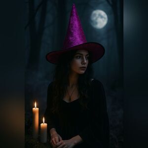 Sparkly Magenta Witch Hat Glittercore Whimsical Halloween Costume Cosplay